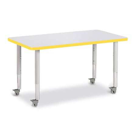 Jonti-Craft Berries Rectangle Activity Table, 24 in. x 36 in., Mobile, Freckled Gray/Yellow/Gray 6478JCM007